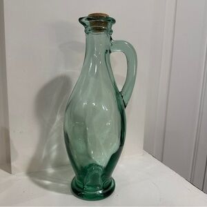 Vintage | green glass heavy weight Elegant Green Glass Decanter